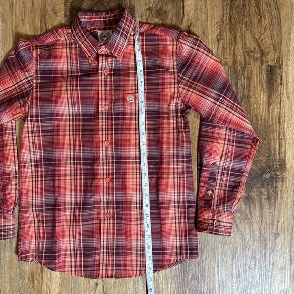 Cinch Boys' Plaid Print Long Sleeve Button-Down Up Shirt Size Size 10 Kids Youth - Picture 4 of 8